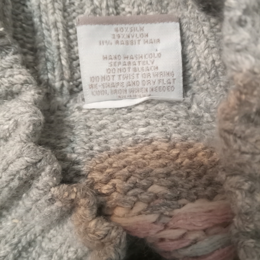 ​Partners Size L Gray Fair Isle Cable Knit Turtleneck Sweater Multicolor - Picture 4 of 4
